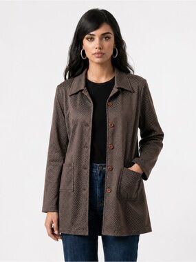 Chostdisera Collezioni Brown Teal Geometric Shirt Jacket Overshirt S